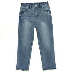 Democracy Ab Solution Jeans 6 PETITE Straight Slim Leg Stretch Light Fray Hem
